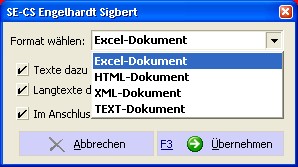 Auftrag-Export XLS,XML,HTML,TEXT